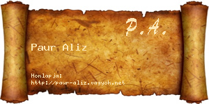 Paur Aliz névjegykártya